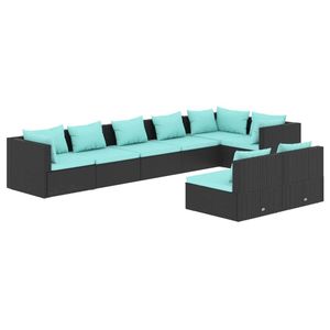 Grand ensemble de salon de jardin modulaire en rotin PE noir - Product Image 2
