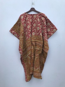 Cotton Vintage Handmade Kantha Work <b>Kaftan</b> Fashionable Designer Export Quality Fabric Washable womens Dress - Product Image 6