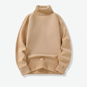 เสื้อสเวตเตอร์คอสูงสำหรับผู้ชาย สีพื้น ผ้าฟลีซบุขนด้านใน เสื้อกันหนาวแขนยาวปกติ ผ้าอะคริลิกป้องกันขนร่วง - Product Image 4