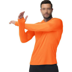 Sudadera Casual de Manga Larga con Capucha para Hombre, Color Naranja, de Secado Rápido, Corte Ajustado, Tejido de Poliéster, para Verano - Product Image 2
