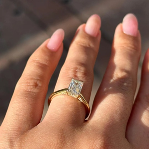 Emerald Cut White Gold <b>Diamond</b> <b>Ring</b> 2.70ct Lab-Grown Engagement Wedding Jewelry 14k Gold Plated Eternity Vermeil - Product Image 1