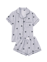 Ensemble de pyjama en coton éponge à imprimé animal pour femmes, manches courtes, taille élastique, vêtements de nuit décontractés, respirant, tenue d'été en deux pièces