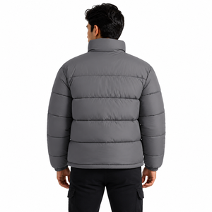 Custom Puffer Men's <b>Jackets</b> Stand Collar Zipper Closure Windproof Polyester Wadding Casual Winter Wear Quilted Padded <b>Jacket</b> OEM - Product Image 3