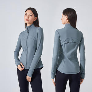 Veste de sport en nylon extensible à fermeture éclair intégrale pour femme Roregal, automne-hiver, manches longues, course à pied, entraînement, fitness, vêtements de sport - Product Image 2