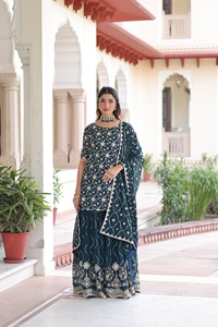 Indian Traditional Ethnic Salwar Kameez in <b>Sequins</b> Embroidery Work in Faux Georgette for Wedding Occasion for Women Fancy Wear - Product Image 5