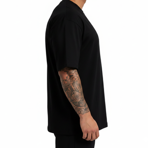Camiseta Negra Extra Grande de Calidad Premium, Personalizada, de Algodón Grueso, Estilo Holgado, Fabricante de Camisetas para Hombre 2026 - Product Image 3