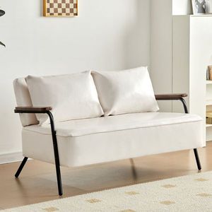 Sofá Cama Futón Moderno Pequeño de 44 W, Sofá de Dos Plazas de Piel Sintética con Mayor Profundidad en el Asiento, Sofá Cama de Dos Plazas - Product Image 1