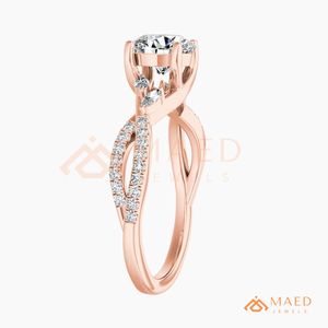 Round Cut Moissanite Twist Ring <b>Rose</b> Gold Engagement Ring Women Elegant Jewelry Anniversary Gift - Product Image 6