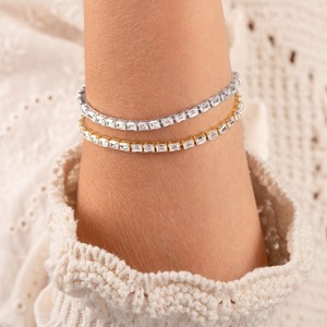 18K Yellow Gold 9.1CT East West Emerald Cut Lab Grown Diamond Tennis <b>Bracelet</b> Manufacturer - Product Image 2