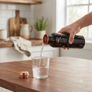 Black Copper Water <b>Bottle</b> Kintsugi Crackle Design Reusable Metal Drinking <b>Bottle</b> Handmade Travel Home Office Gift Wholesale - Product Image 4