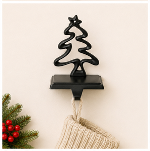 Minimalist Abstract Christmas Tree <b>Stocking</b> Hanger Durable Wrought Iron Mantel Hook For X-mas <b>Stockings</b> & Garlands Holiday Decor - Product Image 4
