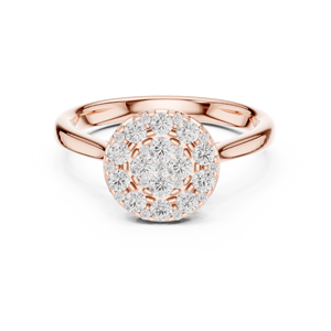 Rose <b>Gold</b> Round Multi Stone Cluster Lab Grown Diamond Statement <b>Cocktail</b> <b>Ring</b> Pavé Setting Women's Fine Jewelry - Product Image 1