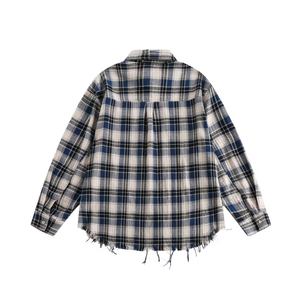 Camisas de Franela a Cuadros de Manga Larga Unisex de Algodón Teñido Personalizado con Ajuste Holgado y Efecto Desgastado, Transpirables y Suaves al Tacto, Estilo Urbano del Fabricante - Product Image 2