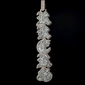 Iced Out Moissanite Letter Name <b>Pendant</b> 925 <b>Silver</b> Luxury <b>Initial</b> Charms Everyday Wear Hip Hop Jewelry <b>Initial</b> Latter <b>Pendant</b> - Product Image 1