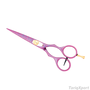 Tijeras de Peluquería Profesionales de Acero Inoxidable de 5.5 Pulgadas, Ligeras, con Mango Largo, Color Rosa, Anillo de Dedo Extraíble - Product Image 3
