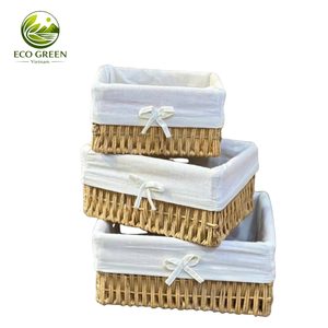 Decorative Water Hyacinth <b>Basket</b> with Fabric Cover for Gift Hampers and Home Decor - Product Image 2