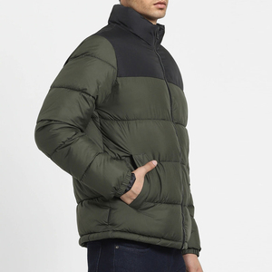 New Arrival Men's Custom All-Over Sublimated Stand Collar <b>Zip</b>-<b>up</b> Button Padded Winter Puffer <b>Jacket</b> All-Over Canvas Branded - Product Image 3