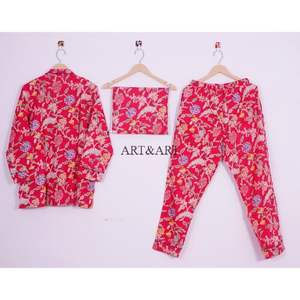 Ensemble pyjama imprimé pour femme, ensemble pyjama en coton doux, tenue de voyage, vêtements de nuit, pyjama cadeau pour demoiselle d'honneur, pyjama en pur coton - Product Image 4