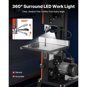 Sierra de cinta de banco de 10 pulgadas y dos velocidades con soporte, 373W 1/2 HP, altura máxima de corte de 6 pulgadas, mesa de hierro fundido de 13.2 x 13.4, máquina de sierra para madera - Product Image 5