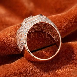 Luxury Men's Rose Gold Iced Out Square Ring Moissanite Baguette Diamond Tiered Statement Ring Hip Hop Pink Gold Jewellery - Product Image 3