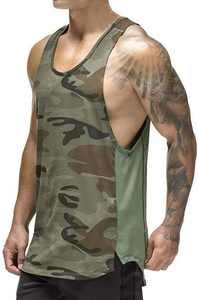 Camiseta sin mangas de camuflaje personalizada para hombre 2026, estilo Y-Back, para culturismo, gimnasio, entrenamiento, corte profundo, dobladillo curvo - Product Image 4