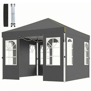 "9.6 X 9.6 ft UPF50+ Dark Gray Pop up <b>Canopy</b> <b>Tent</b> with One Push Setup & Sidewalls" - Product Image 1