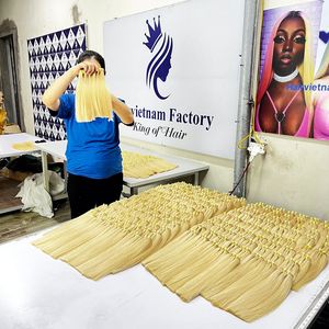 ผมต่อแบบ100% ผมจริงสีบลอนด์ตรง/เป็นลอน/ผมหยิกตรงจากโรงงานเวียดนาม - Product Image 6