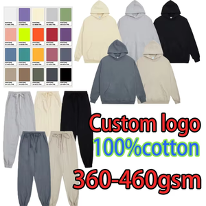 Ensemble de jogging personnalisé avec logo brodé OEM, vente en gros, survêtement unisexe, sweat-shirt et pantalon de survêtement pour femmes et hommes - Product Image 2