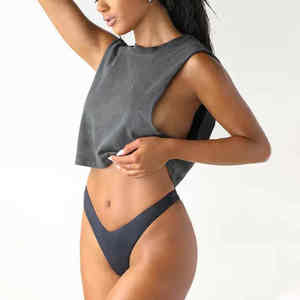 Camiseta sin mangas para mujer, estilo crop, holgada, de algodón, para gimnasio, informal, para fitness, entrenamiento, proveedor OEM - Product Image 5