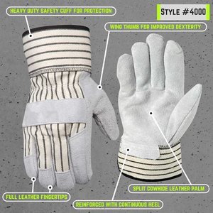 Guantes de Trabajo de Cuero Completos, Resistentes al Viento, con Palma Antideslizante para Uso en Exteriores, Unisex, Invierno - Product Image 3