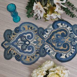 Handmade Embroidered Fabric <b>Table</b> <b>Runner</b> Rectangle <b>Green</b> Leaf Design Luxury Eco-Friendly Durable Decorative Mat - Product Image 4