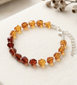 Natural Hessonite <b>Bracelet</b> AAA Faceted Tumble Beads Handmade Gemstone <b>Bracelet</b> - Product Image 4