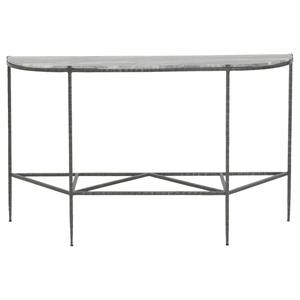 Console Moderne Demi-Lune Convertible avec Plateau en Métal Gris et Cadre en Fer Texturé – Meuble d'Entrée pour Hôtel - Product Image 5
