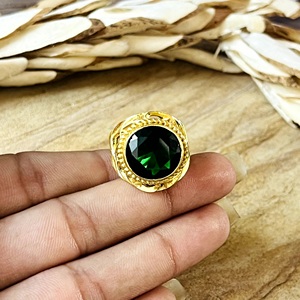 Market Favorite Green Onyx <b>Rings</b> Tribal Brass <b>Ring</b> Women 18k Gold Plated Antique Boho Filigree <b>Statement</b> <b>Ring</b> Wholesale/OEM/ODM - Product Image 4