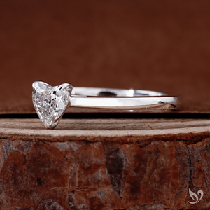 Anillo de Diamante de Laboratorio con Corte Corazón Pequeño de 0.50CT, Anillo de Compromiso Solitario Romántico y Delicado en Oro Blanco de 10k, Anillo de Promesa Minimalista - Product Image 4