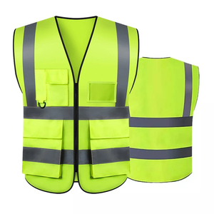 Red Reflective Safety Vest with <b>Adjustable</b> <b>Straps</b> and Multiple Pockets for High Visibility Workwear - Product Image 3