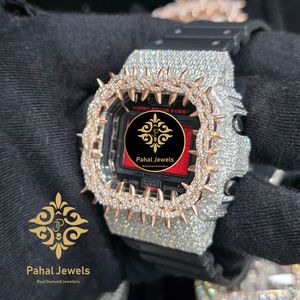 Reloj de Cuarzo con Incrustaciones de Diamantes en Tono Oro Rosa, Pantalla Digital, Correa con Diseño de Calavera, Reloj de Pulsera, Joyería de Moda, Regalo - Product Image 4