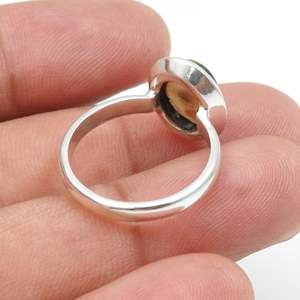 925 Sterling <b>Silver</b> <b>Eternity</b> Wedding <b>Ring</b> In Bohemian Design Oxidized With Oval Cut Black Opal Gemstone For Party & Anniversary - Product Image 5