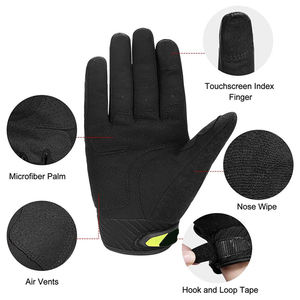 Gants de moto en cuir rembourrés, pleine longueur, couleur noire unie, taille et couleur personnalisées. - Product Image 5