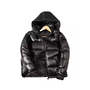 Custom Glossy Wet Look Puffer <b>Jacket</b> <b>Men</b> Detachable Hood Thick Padded Winter Coat Wholesale Oem Manufacturer Bubble <b>Jacket</b> - Product Image 1