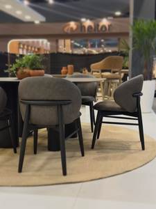 Juego de Comedor Moderno de Lujo, Madera de Teca Negra, Sillas Tapizadas, Fabricante de Muebles de Indonesia - Product Image 3