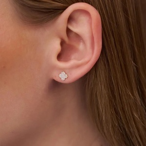 Cleef Design Lab Grown Diamond 14k IGI Certified Brilliant Cut Trendy <b>Stud</b> <b>Earrings</b> Women's Fashion Jewelry Indian Supplier - Product Image 1