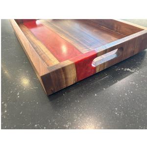 Bandeja de Madera y Resina Pura Hecha a Mano de Calidad Natural, Bandeja de Servicio de Venta Caliente al por Mayor para Uso en el Hogar, Hoteles y Restaurantes - Product Image 4