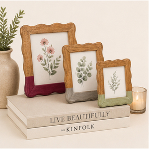 Wholesale Scalloped Wavy Wooden Photo <b>Frame</b> Set Custom Color Block Two-Tone <b>Wood</b> <b>Picture</b> <b>Frames</b> for Home Decor Tabletop Display - Product Image 5