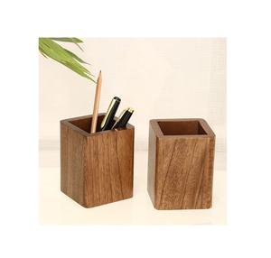 Accessoires de bureau pour table, boîte en bois naturel, porte-stylos et crayons multifonctionnel en bois, meilleur prix, rangement de bureau, porte-stylos - Product Image 1