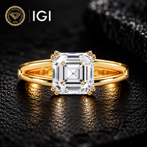 Asscher Cut Lab Grown Diamond <b>Ring</b> 14K 18K Solid Gold Wide <b>Split</b> Shank <b>Ring</b> DEF VVS 2.00Ct IGI Certified Luxury Wedding <b>Ring</b> ODM - Product Image 1