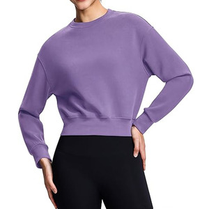 Sudadera de Algodón para Mujer, Personalizada, de Lujo, Manga Larga, Cuello Redondo, Hombros Caídos, Color Sólido, Cómoda, Informal, 360g, Otoño, Pakistán - Product Image 6