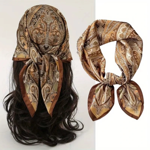 Nouvelle Collection 2026 – Foulard Carré en Soie Imprimé Personnalisable 70x70cm pour Femme – Châle Décoratif, Bandeau de Tête, Bandana de Luxe pour le Cou - Product Image 2