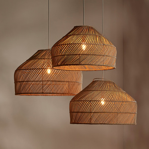 Rattan Pendant Lamp Drum Shape E27 LED Large Natural Weave Living Room <b>Light</b> Fixture from Vietnam - Product Image 2