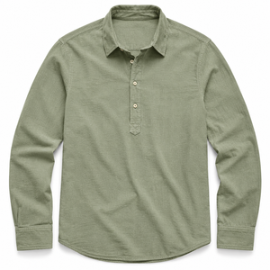 Camisa de Vestir para Hombre, Corte Regular, Cuello Alto, Ecológica, Transpirable, de Algodón Jacquard ODM, con un Solo Botón, 240g, Manga Larga - Product Image 1